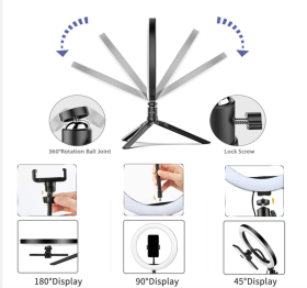 LAMPA PIERŚCIENIOWA 26cm LED RING 3 TRYBY STATYW + PILOT BLUETOOTH