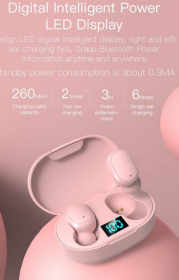 Słuchawki bluetooth E6s różowy