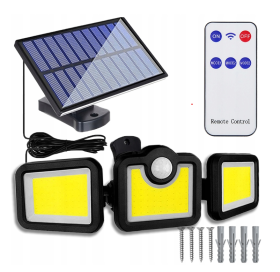 LAMPA SOLARNA 3w1 z czujnikiem ruchu i zmierzchu panel słoneczny na kabel LS6