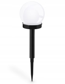Obrazek 2 dla: Ogrodowa Lampa Solarna Biała LED Solar Kula 10cm (Zestaw 3 Sztuki)