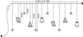 Kurtyna świetlna świąteczna 3,5m/0,8m gwiazdki, dzwonki, renifery, choinki