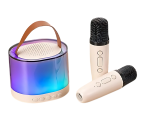 Bezprzewodowy Głośnik Karaoke z Dwoma Mikrofonami – Bluetooth 5.2, HiFi 3D Bass, Efekty Dźwiękowe