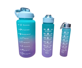 Zestaw 3 Butelek Sportowych na Wodę Bidonów – 2000ml, 900ml, 300ml