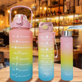 Zestaw 3 Butelek Sportowych na Wodę Bidonów – 2000ml, 900ml, 300ml