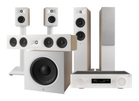 Obrazek dla: Zestaw kina domowego JBL MA510 + STAGE 260F + STAGE 245C + STAGE 240B (stojaki w komplecie) + STAGE 220P  biały