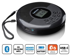 Obrazek dla: Lenco CD340BK  discman z Bluetooth i wbudowanymi głośnikami